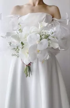 再販アーティフィシャルフラワー　ホワイトブーケ　前撮り　結婚式　ウエディング