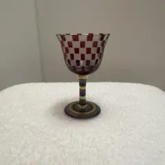 清水焼　独楽筋市松模様　切子　酒杯(冷酒グラス)　1客