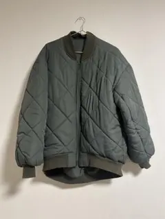 ダークグリーン キルティングボンバージャケット