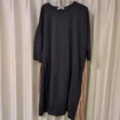 新品★大きいサイズ サイドプリーツワンピース 7分袖 4L