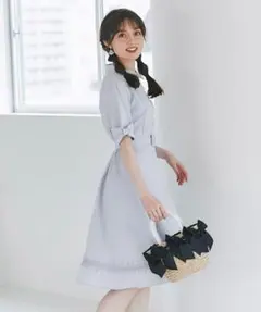 新品未開封＊トッコクローゼット　シャツワンピース　はしごレースリボン　コラボ