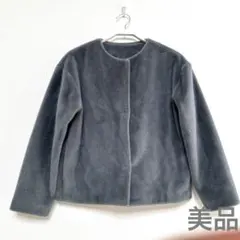 値下げ！美品★UNIQLO グレー フェイクボアジャケットMサイズ