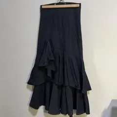 GRL アシンメトリー ティアード マーメイドスカート 黒 L