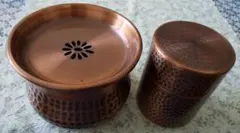 週末限定再々再値下げ！未使用 純銅 茶筒と茶こぼしのサムネイル