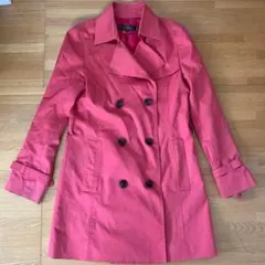 ピンク ダブルブレスト トレンチコート