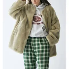 ungrid フェイクファーコート ライトグレー