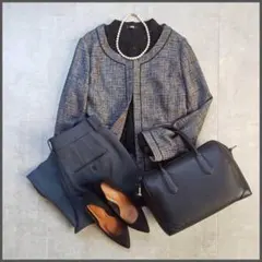 オフィスカジュアル きれいめコーデ売り 3点セット ノーカラージャケット L