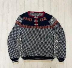 ヴィンテージ ノルディック雪柄 メタルフックチロル ノルウェーニットプルオーバー