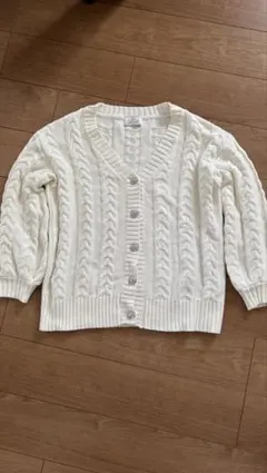 Rady ホワイト ケーブルニット カーディガン