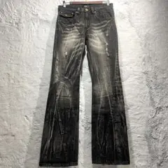 japanese label black flare denim archive