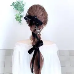 ワイド ベロアリボン ヘアフック