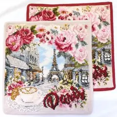 新品 訳有 フェイラー ２枚 ルードパリス 25cm ハンカチ ベージュ レッド