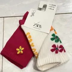 新品 ZARA キッズ靴下 2足セット 花柄 14-15cm フラワー カラフル