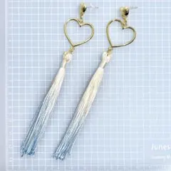 040 タッセル 水色 ゴールド ハート 推し活 可愛い