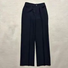 NEWYORKER ウール混スラックス 7号 紺 センタープレス