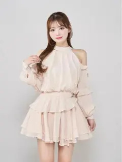 ダーリッチ　ボリュームシフォンミニワンピース