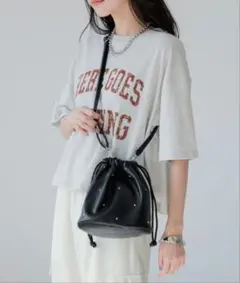 LOWRYS FARM　 スタッズショルダー2wayバッグ　ブラック