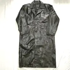 【vintage】本革　レザーコート　ダブル　トレンチ　パッチワーク　ツギハギ