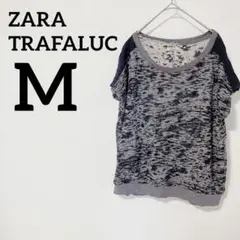 美品✨ZARA TRAFALUC【M】グレー系 半袖カットソー　透け感あり　ザラ