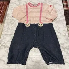 【美品】ミキハウス 80 長袖ロンパース　ピンク