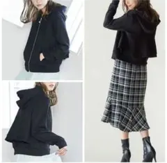 新品未使用　白　 QUEENS COURT 洗える バックティアードパーカー