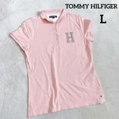 【トミーヒルフィガー】半袖ポロシャツ (Ｌ) ピンク ゴルフ ワンポイント