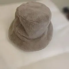 ☆ベージュ ファー バケットハット　もこもこ