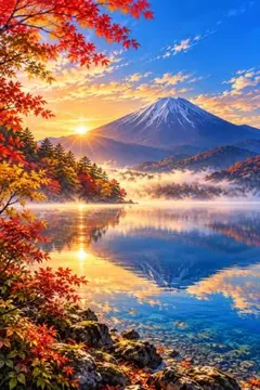 【デジタルアート】紅葉と富士山