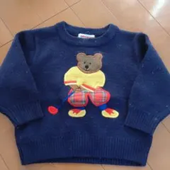 miki HOUSE クマ刺繍 ニットセーター T80-61