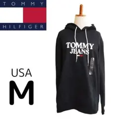 新品　日本未発売　TOMMY JEANS　ロゴ パーカー　ブラック　Mサイズ