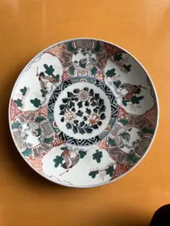 古伊万里 金蘭手 手描き 色絵 扇面紋 大皿 陶磁器 江戸時代～明治時代 古伊万里 金蘭手 手描き 色絵 扇面紋 大皿 陶磁器 江戸時代～明治時代