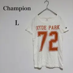 チャンピオン 半袖Tシャツ HYDE PARK 72 スリムデザイン 白【L】