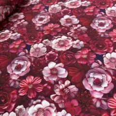 1㍍長立体花の綿シーチングプリント生地ハギレ布