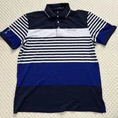 アールエルエックス ラルフローレン RLX 半袖ポロシャツL紺✕白✕青ボーダー