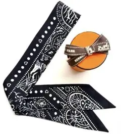 希少 極美品 エルメス ツイリー 空と海の間 モノクロ 黒白 シュヴァル 馬 花のサムネイル