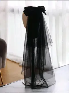 黒いウェディングベールと手袋セット