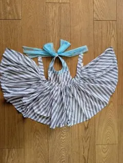 MARLMARL キッズエプロン グレーとホワイトストライプ