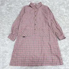 familiar 赤 白 チェック柄 ワンピース　長袖トップス 140cm 美品
