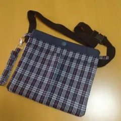 チェック柄ナースポーチ・ナースポケット・オーガナイザー・作業ポーチ