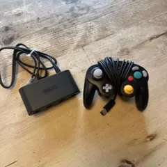 【セット】大乱闘スマブラ ブラック　純正ゲームキューブコントローラー&接続タップ