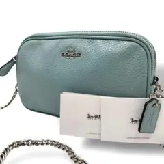 COACH レザー ショルダーバッグ カメラバッグ チェーン 2層 シルバー金具