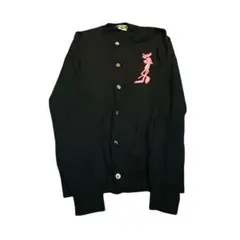 コムデギャルソン　HOMME PLUS ピンクパンサー刺繍 黒カーディガン 長袖