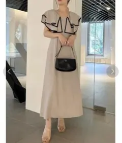 【snidel】ラッフルカラーパイピングワンピース