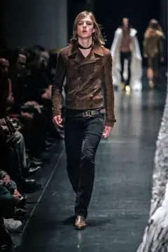 【Dior homme】05AW Hバックル ベルト エディ期　ブラウン 80のサムネイル