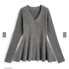 【新品未使用】【an1832】 Vネックぺプラムリブニットカーディガン GRL