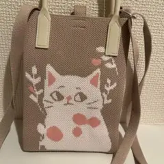 猫　白猫　バッグ　ハンドバッグ　ショルダーバッグ