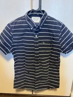 Abercrombie & Fitch 半袖シャツ S ネイビー ストライプ
