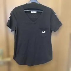 Hollister ホリスター Vネック ポケットTシャツ ブラック XS