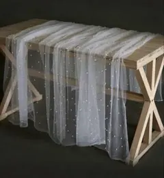 ソフトチュール 100cm×200cm オーガンジー フェイクパール付き