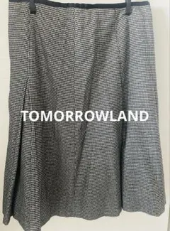 【TOMORROWLAND】千鳥格子チェック　サイドプリーツポックススカートM
